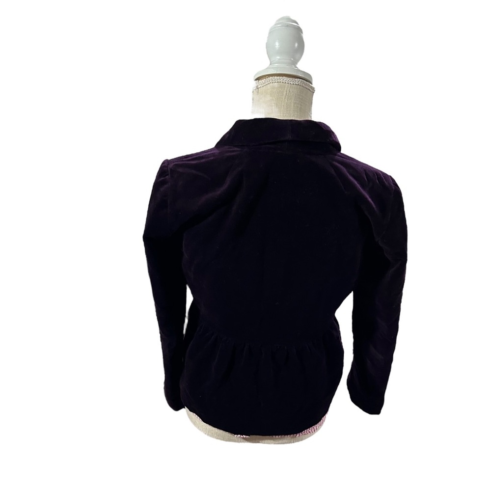 J Crew Plum 2 Button Velvet Blazer Sz 4 Jewel Tone 100% Cotton Lined Jacket EUC - Picture 5 of 15